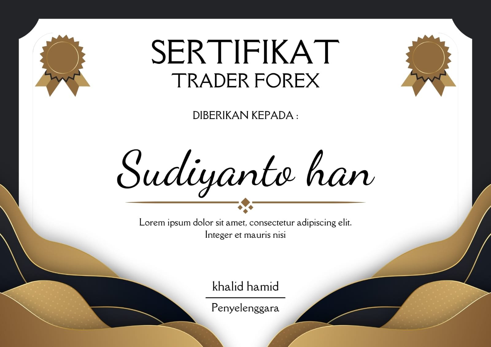 Sertifikat Keahlian Trading XAUUSD Scalper Gold Trade